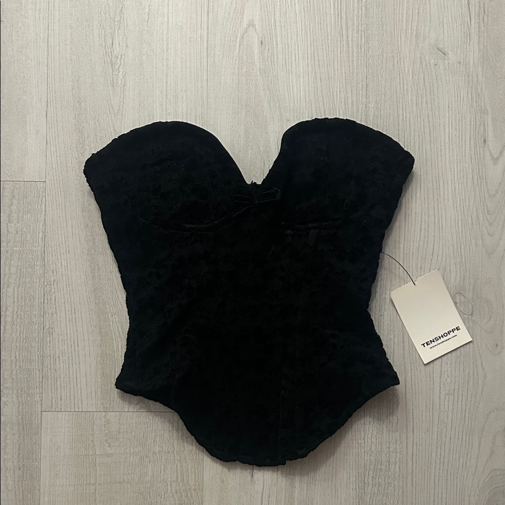 Black Lace Strapless Top
